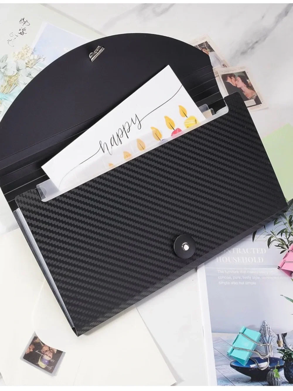 Accordion File Folder with Tabs and Elastic Closure, 13 Pocket File Organizer